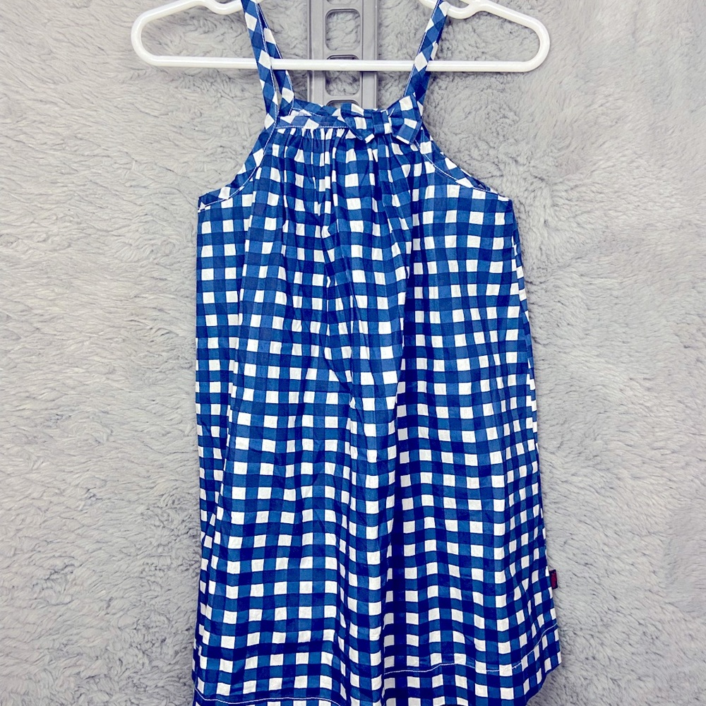 Kids Club Navy Blue & White Gingham sleeveless dress